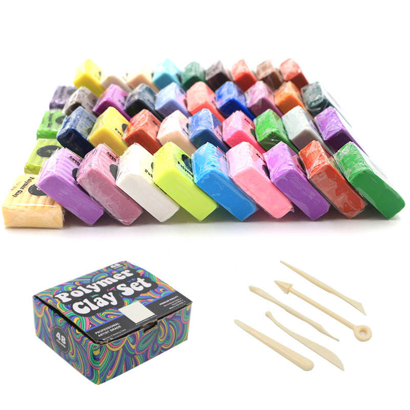 Art 48 Colors Oven Bake Modeling Clay Polymer Clay Kit with 5 Sculpting Tools