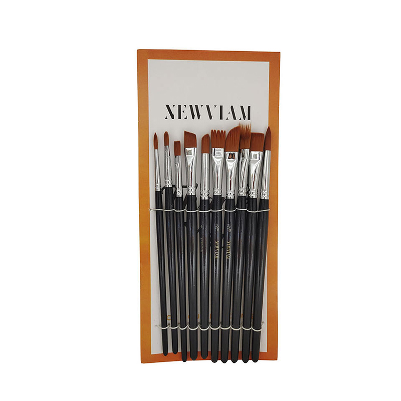 Art Quick Delivery 12 Pcs Nylon Bristle Paint Brush for Acrylic Watercolor Oil Painting