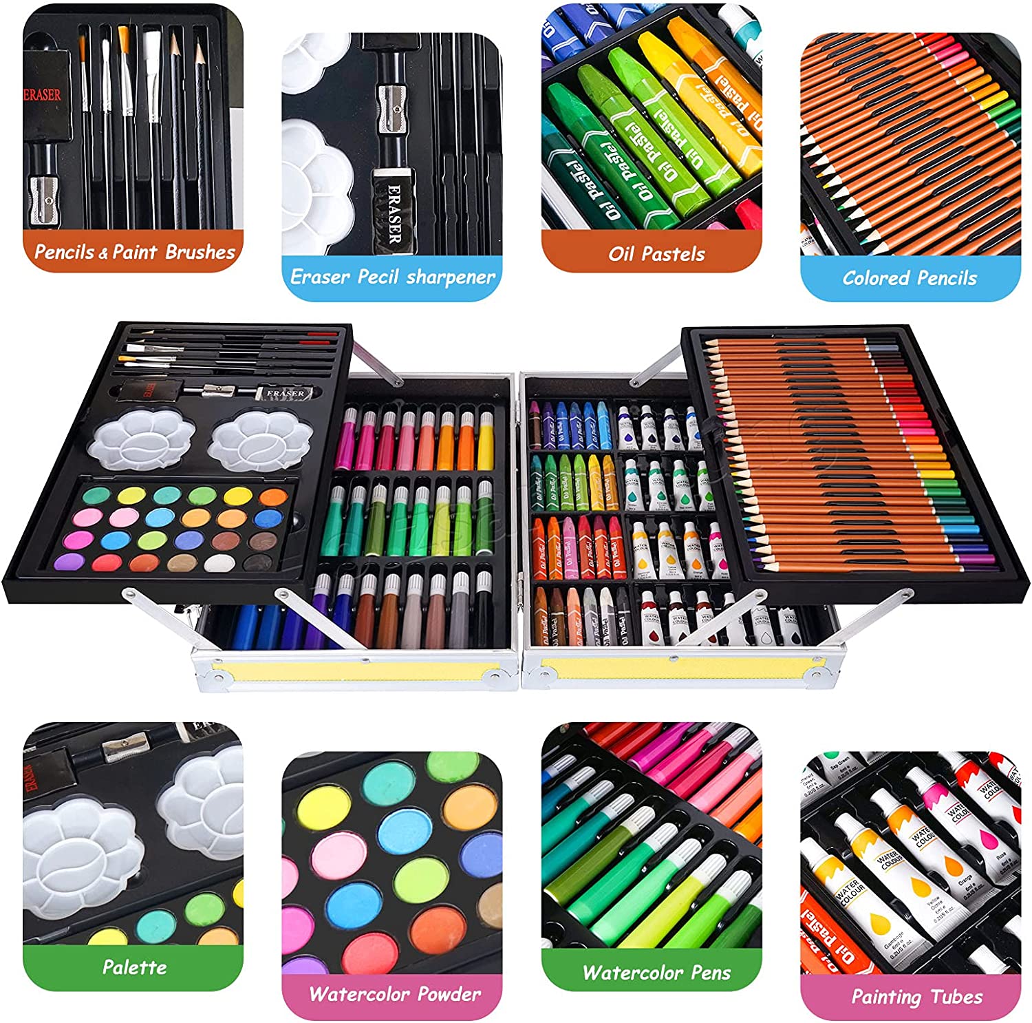 145 Pack Art Set Crafts Painting Drawing Kit For Budding Artists